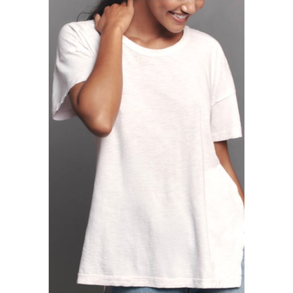 Anthropologie Pilcro The Jordyn *In Light Beige* Cotton Slub Tee Top Small